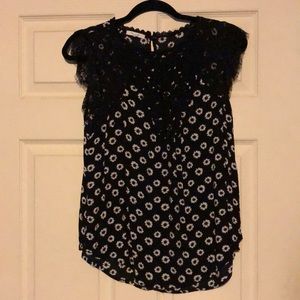 Black Daisy Top with Lace Detail